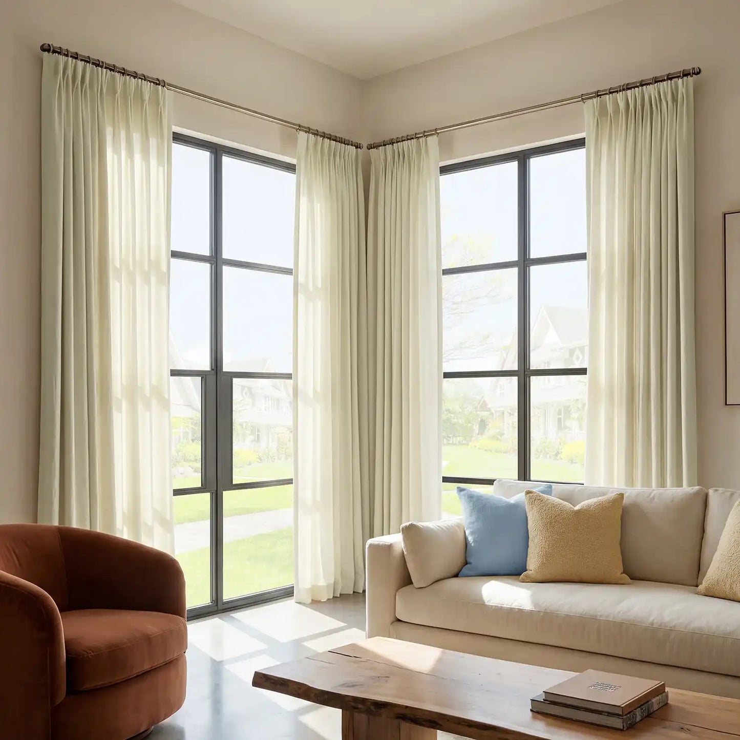 Ancient Ivory French Linen Custom Curtain