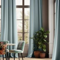 Aquarius Blue Heritage Plush Velvet Custom Curtain - HalfPriceDrapes.com