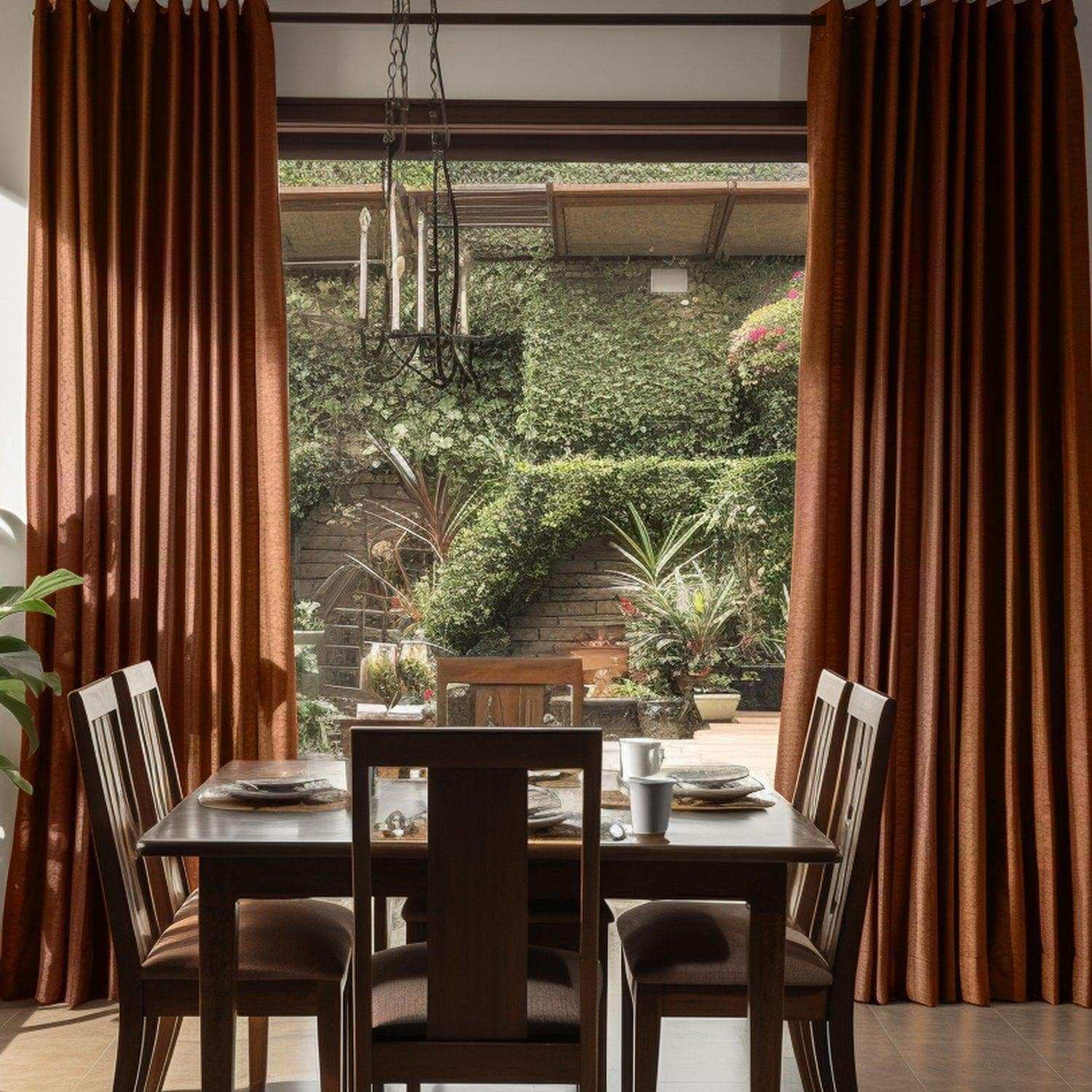 Copper Kettle Vintage Textured Faux Dupioni Silk Custom Curtain