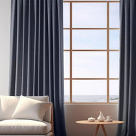 Pacific Blue Textured Italian Faux Linen Custom Curtain - HalfPriceDrapes.com
