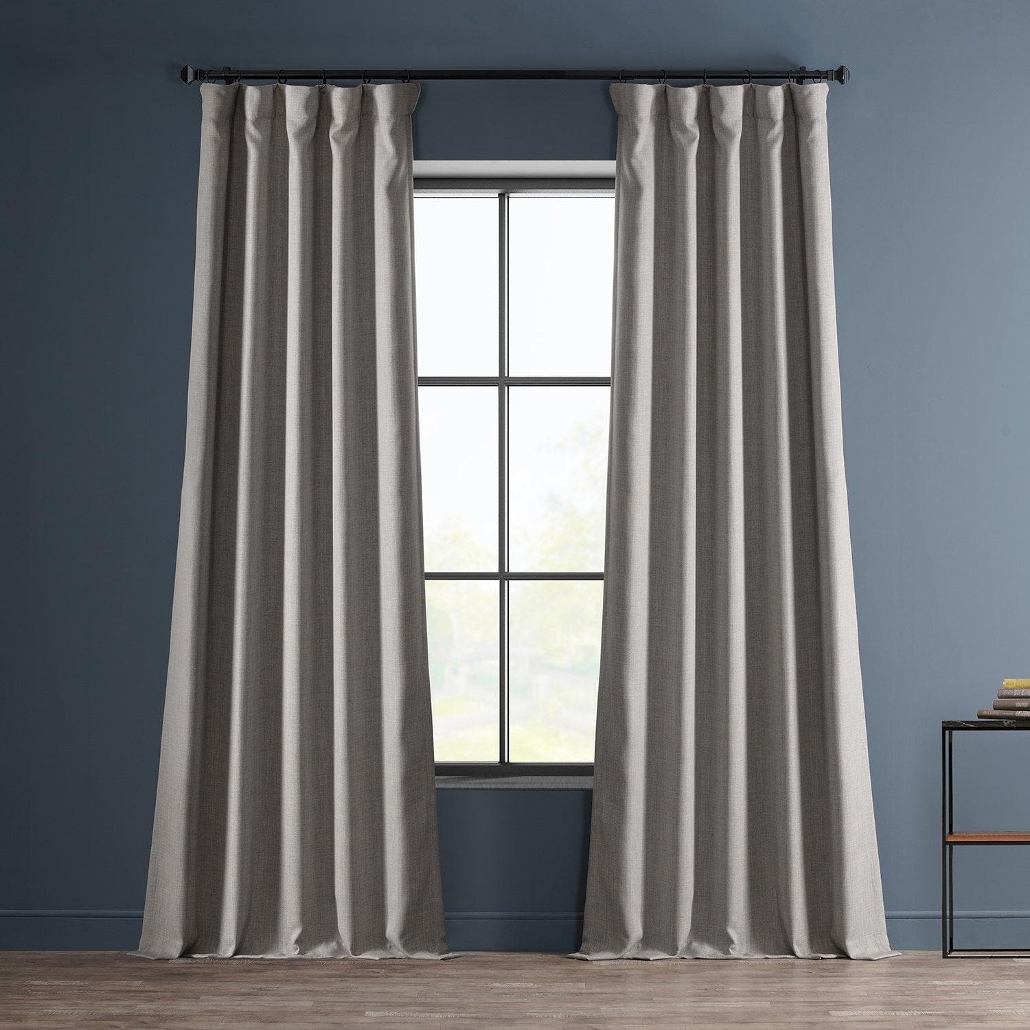 Pencil Pleat Linen Curtain Panel - Heading for Rings and Hooks - Unlined Linen Privacy Curtain