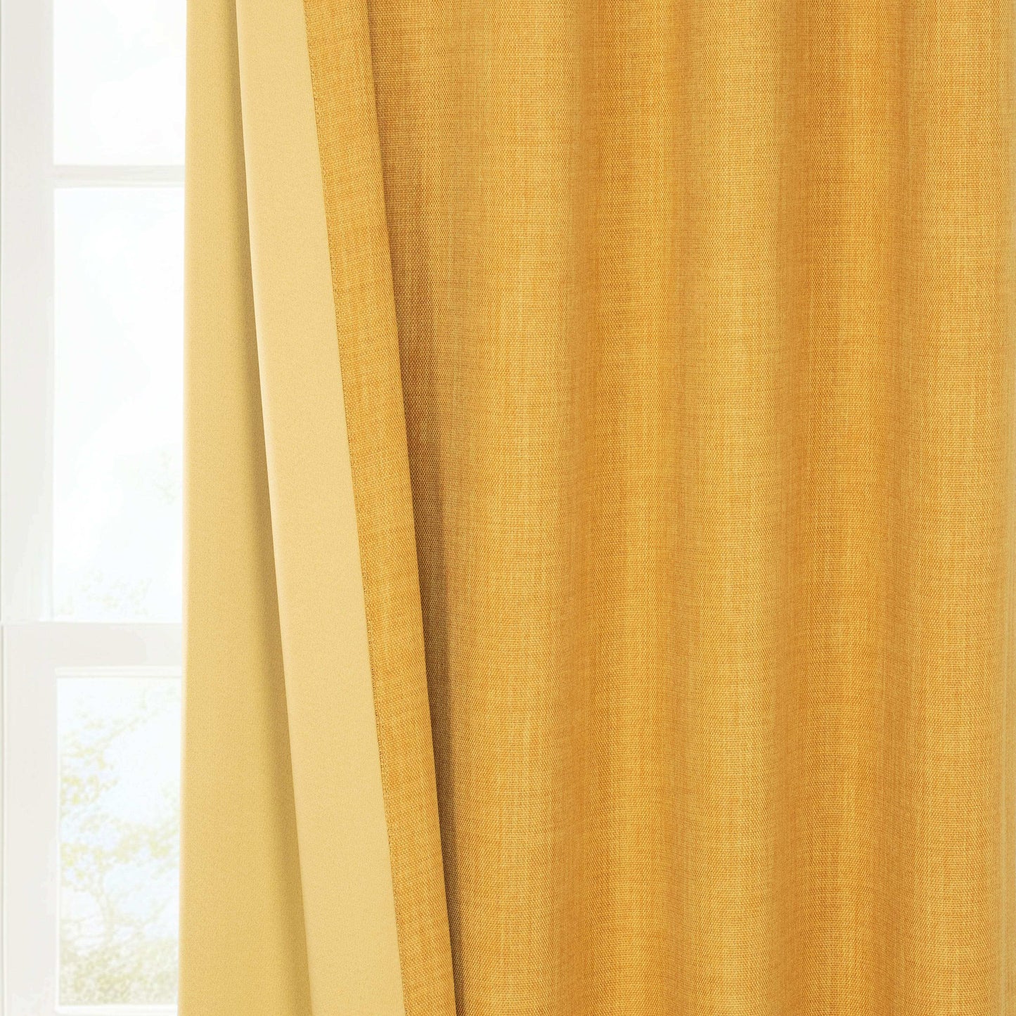 Dandelion Gold Textured Faux Linen Room Darkening Curtain