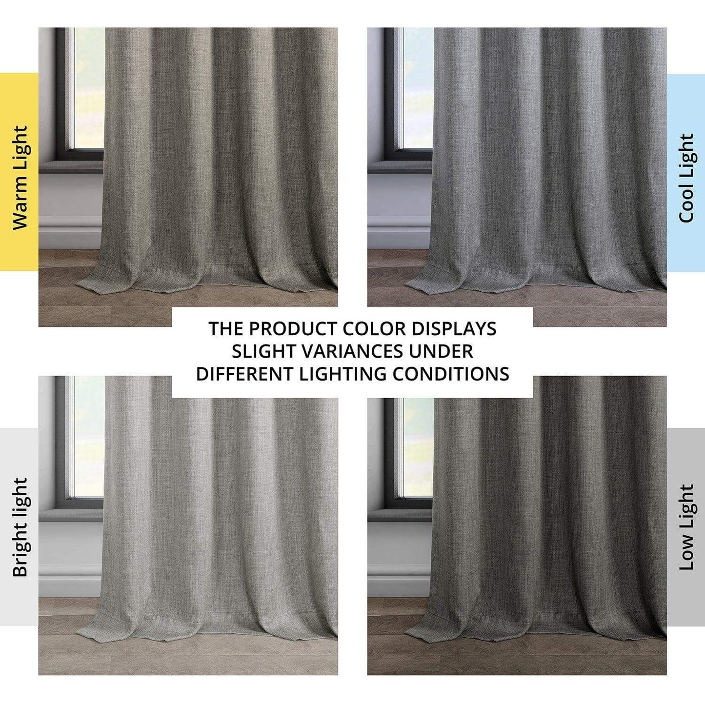 Blazer Grey Grommet Textured Faux Linen Room Darkening Curtain - HalfPriceDrapes.com