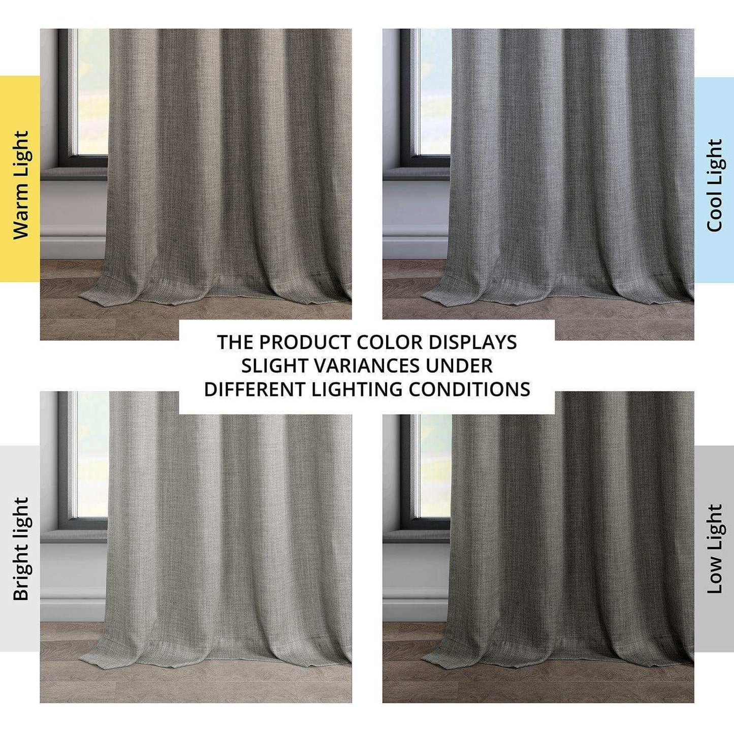 Blazer Grey Grommet Textured Faux Linen Room Darkening Curtain - HalfPriceDrapes.com