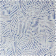 Strokes Light Blue Textured Printed Cotton Room Darkening Swatch - HalfPriceDrapes.com