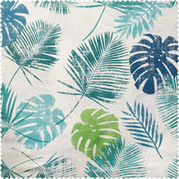 Palm Cove Blue Green Floral Dune Cotton Textured Printed Swatch