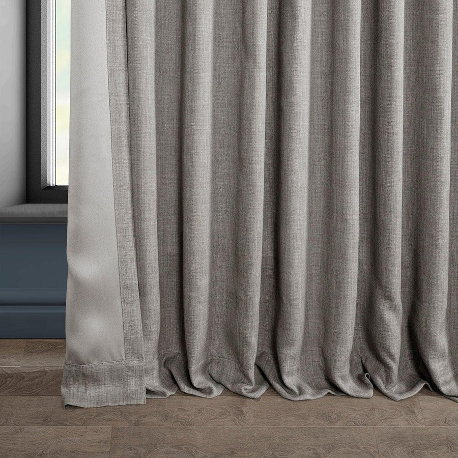Clay Extra Wide Textured Faux Linen Room Darkening Curtain - HalfPriceDrapes.com