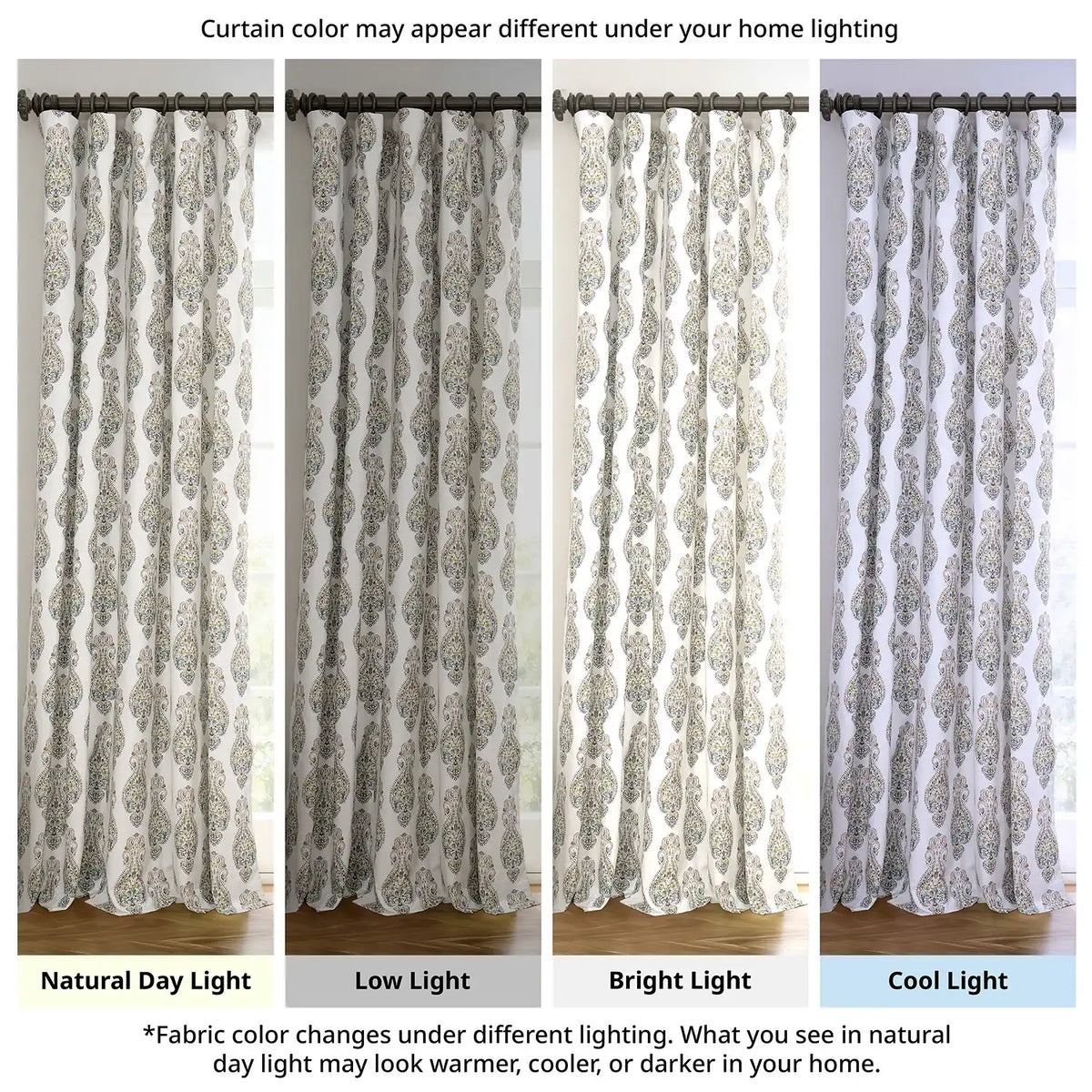 Mughal Medallion Paisley Dune Cotton Textured Printed Custom Curtain