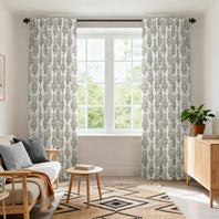 Mughal Medallion Paisley Dune Cotton Textured Printed Custom Curtain