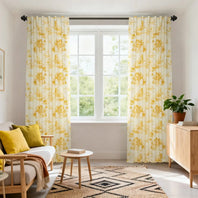 Windmill Toile Gold Floral Dune Cotton Textured Printed Custom Curtain