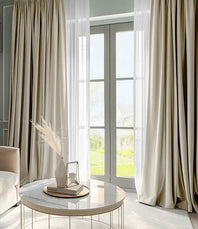 Antique Beige Solid Faux Silk Taffeta Custom Curtain