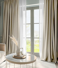 Antique Beige Solid Faux Silk Taffeta Custom Curtain