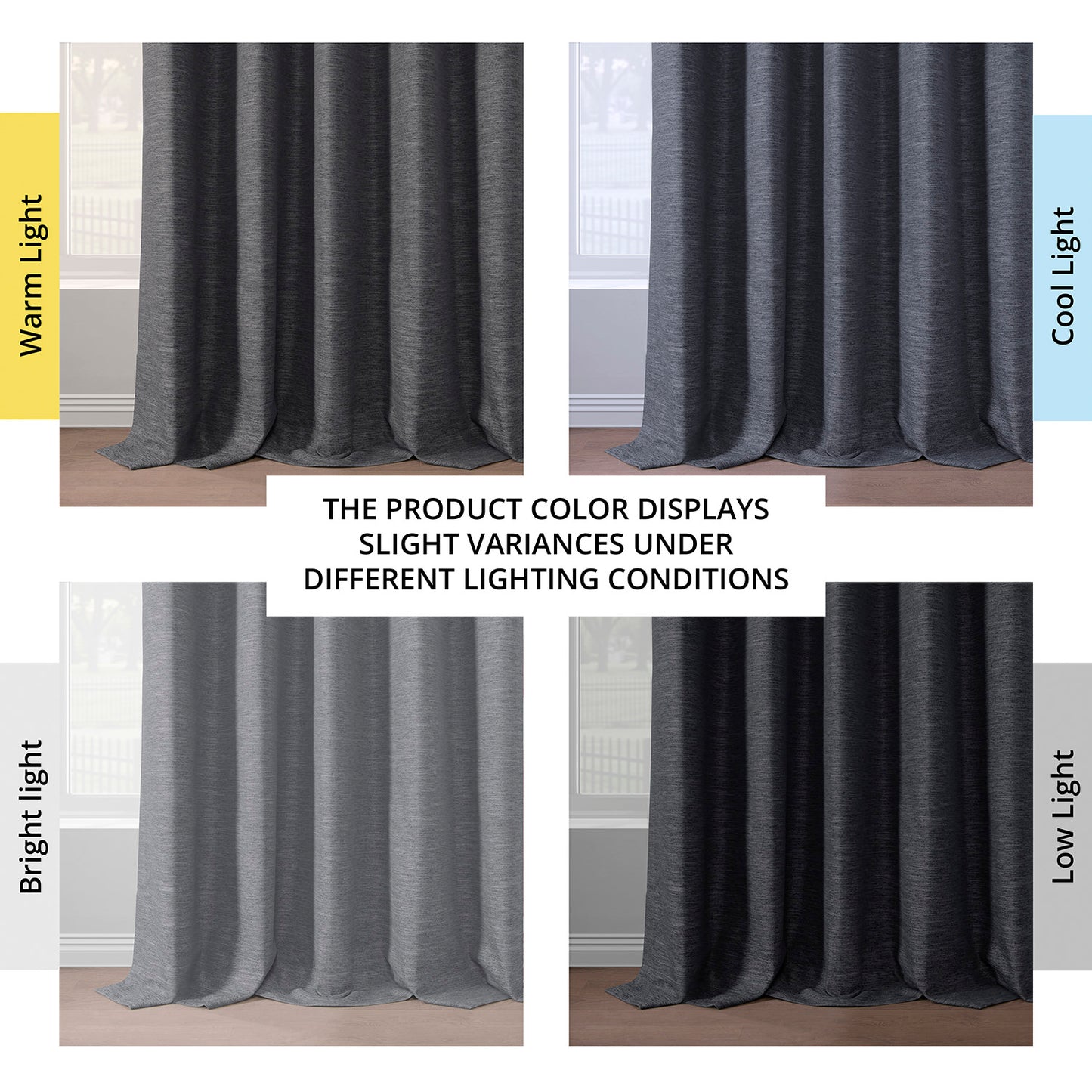 Rustic Charcoal Boho Chic Faux Linen Blackout Curtain Pair (2 Panels)