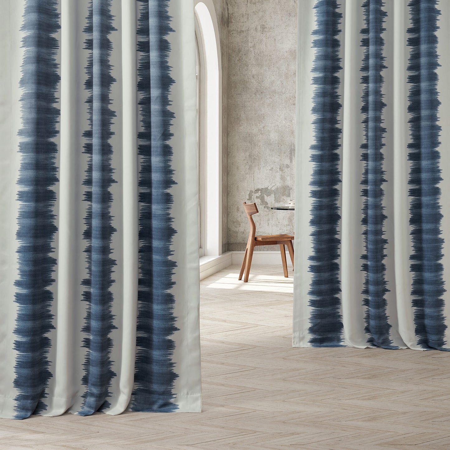 Flambe Blue Striped Custom Curtain