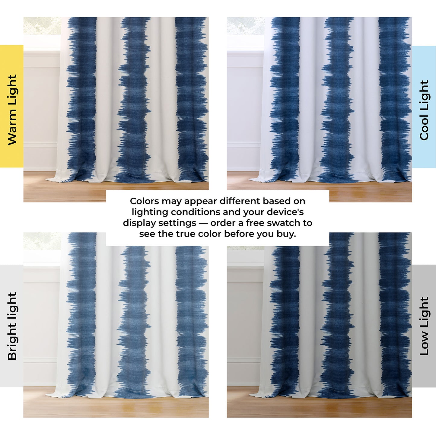 Flambe Blue Striped Room Darkening Curtain