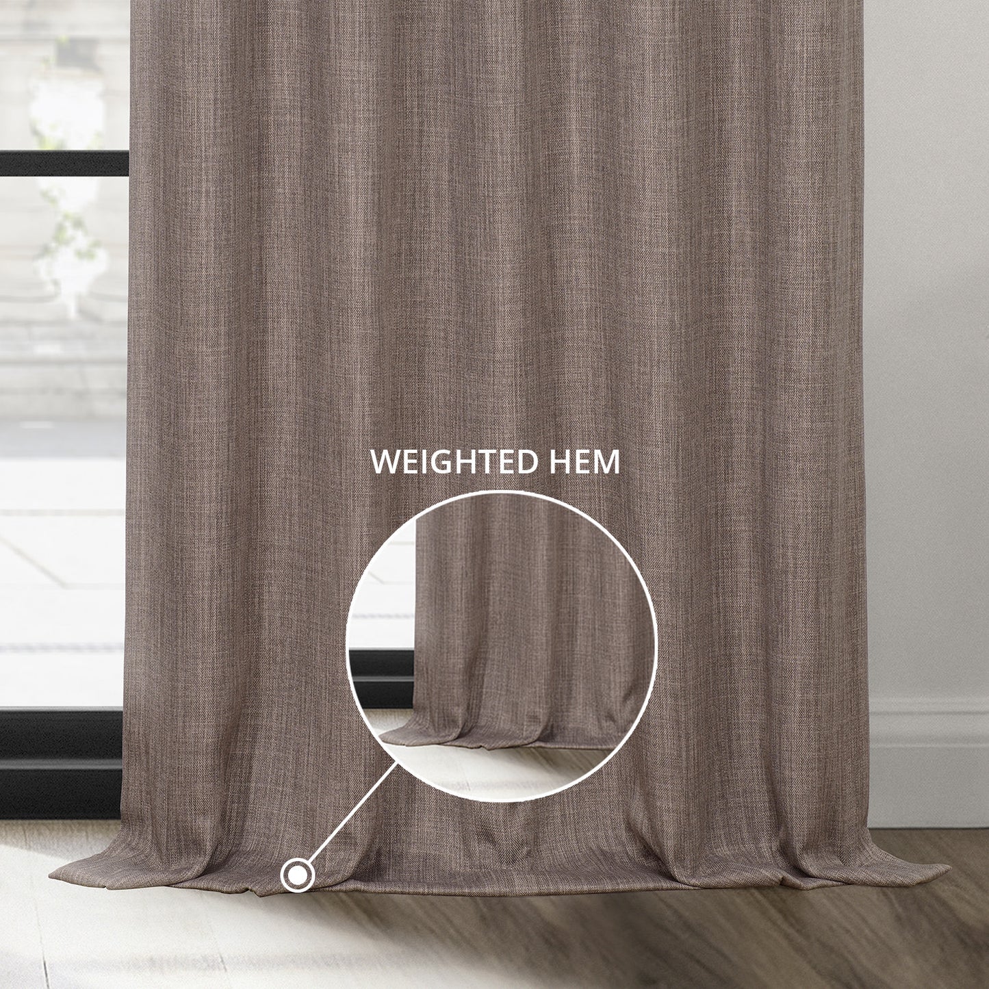 Mink Textured Faux Linen Custom Curtain