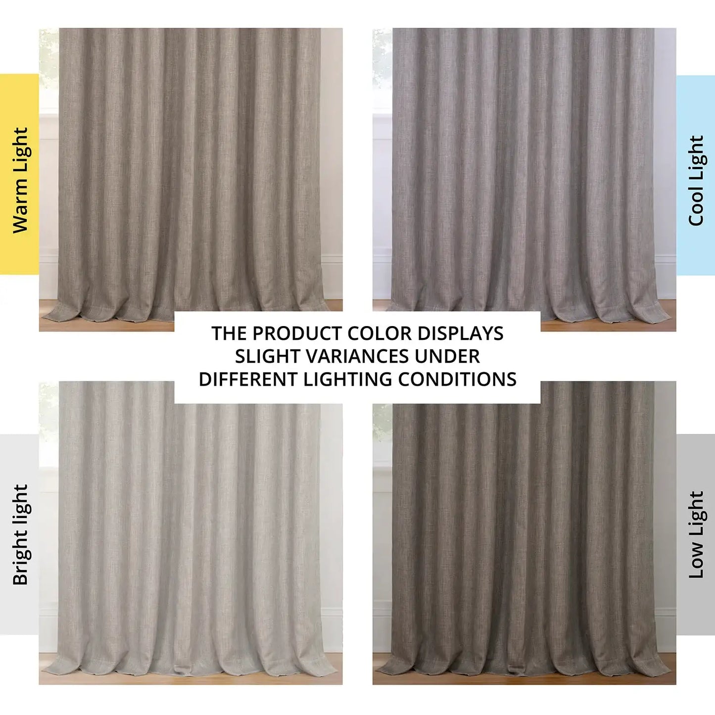Mink Extra Wide Textured Faux Linen Room Darkening Curtain