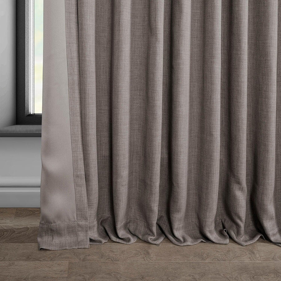 Mink Extra Wide Textured Faux Linen Room Darkening Curtain - HalfPriceDrapes.com