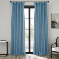 Denim Textured Faux Linen Room Darkening Curtain