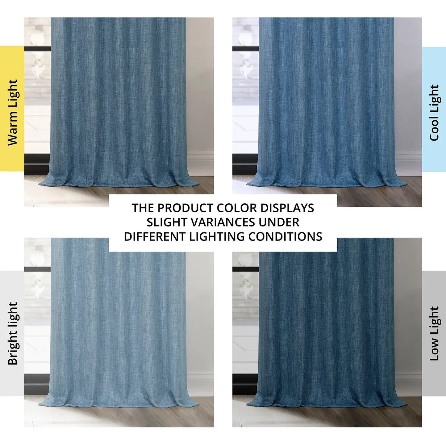 Denim Textured Faux Linen Room Darkening Curtain