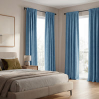 Denim Textured Faux Linen Custom Curtain
