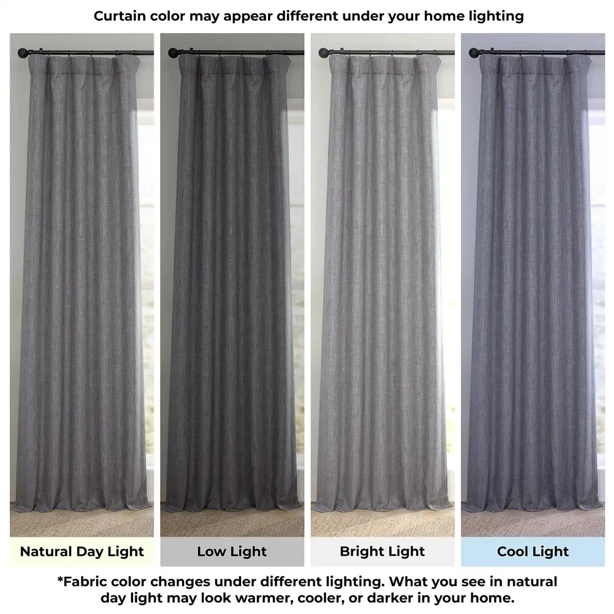 Blazer Grey Extra Wide Textured Faux Linen Room Darkening Curtain