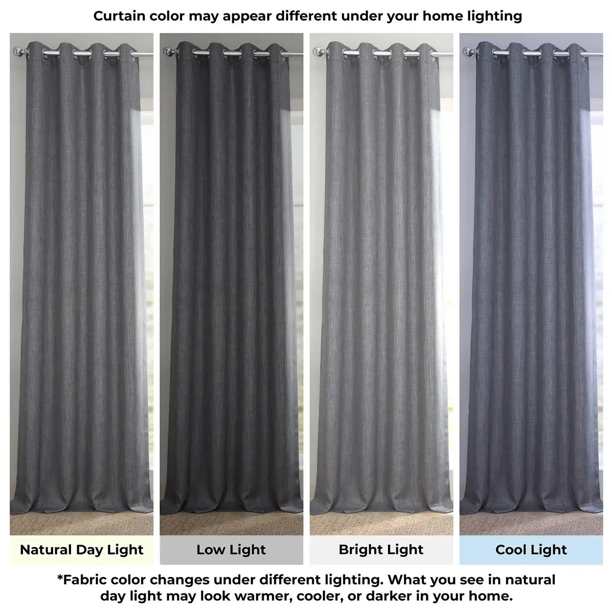 Blazer Grey Grommet Textured Faux Linen Room Darkening Curtain
