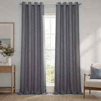 Blazer Grey Grommet Textured Faux Linen Room Darkening Curtain