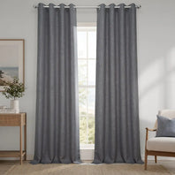 Blazer Grey Grommet Textured Faux Linen Room Darkening Curtain