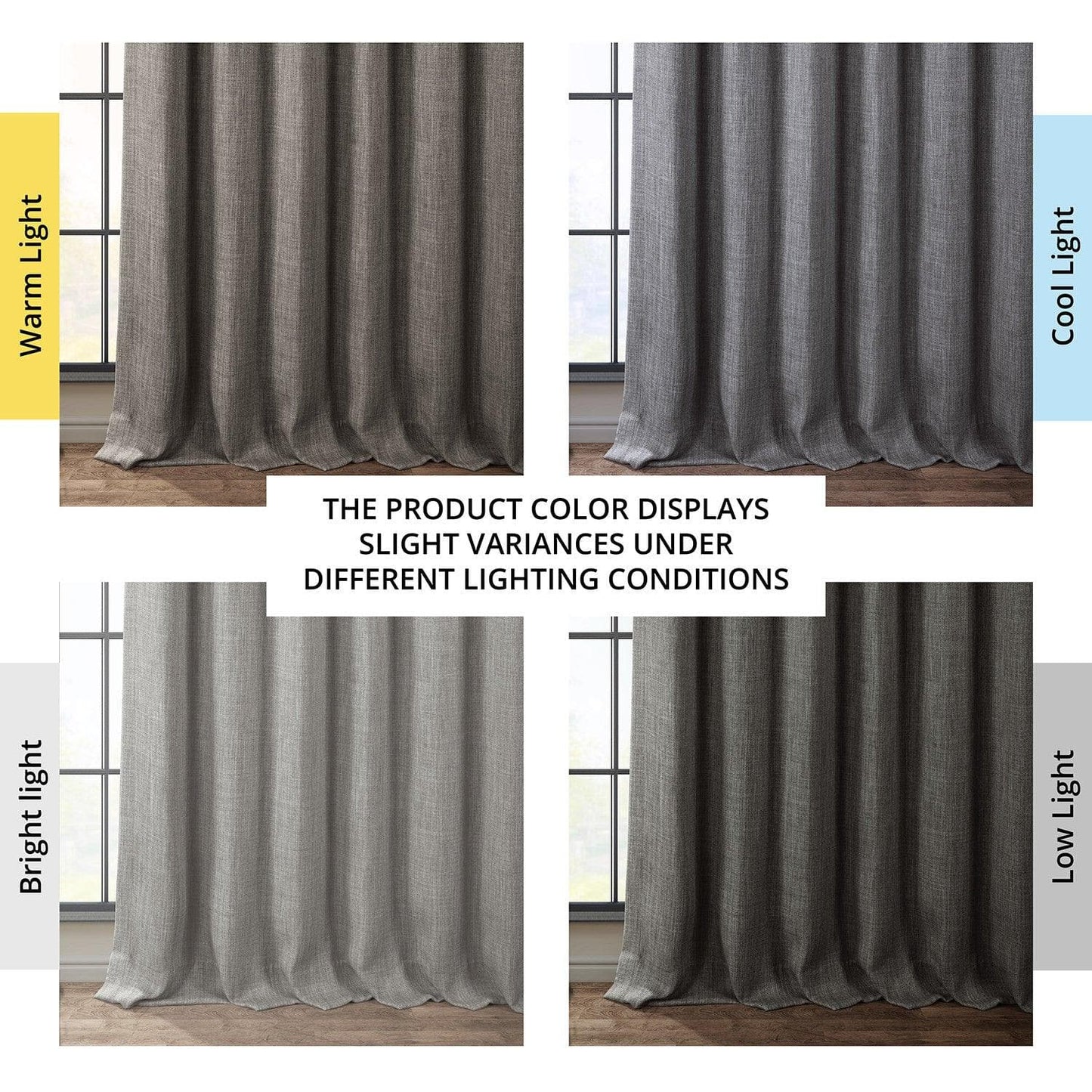 Blazer Grey Textured Faux Linen Room Darkening Curtain - HalfPriceDrapes.com