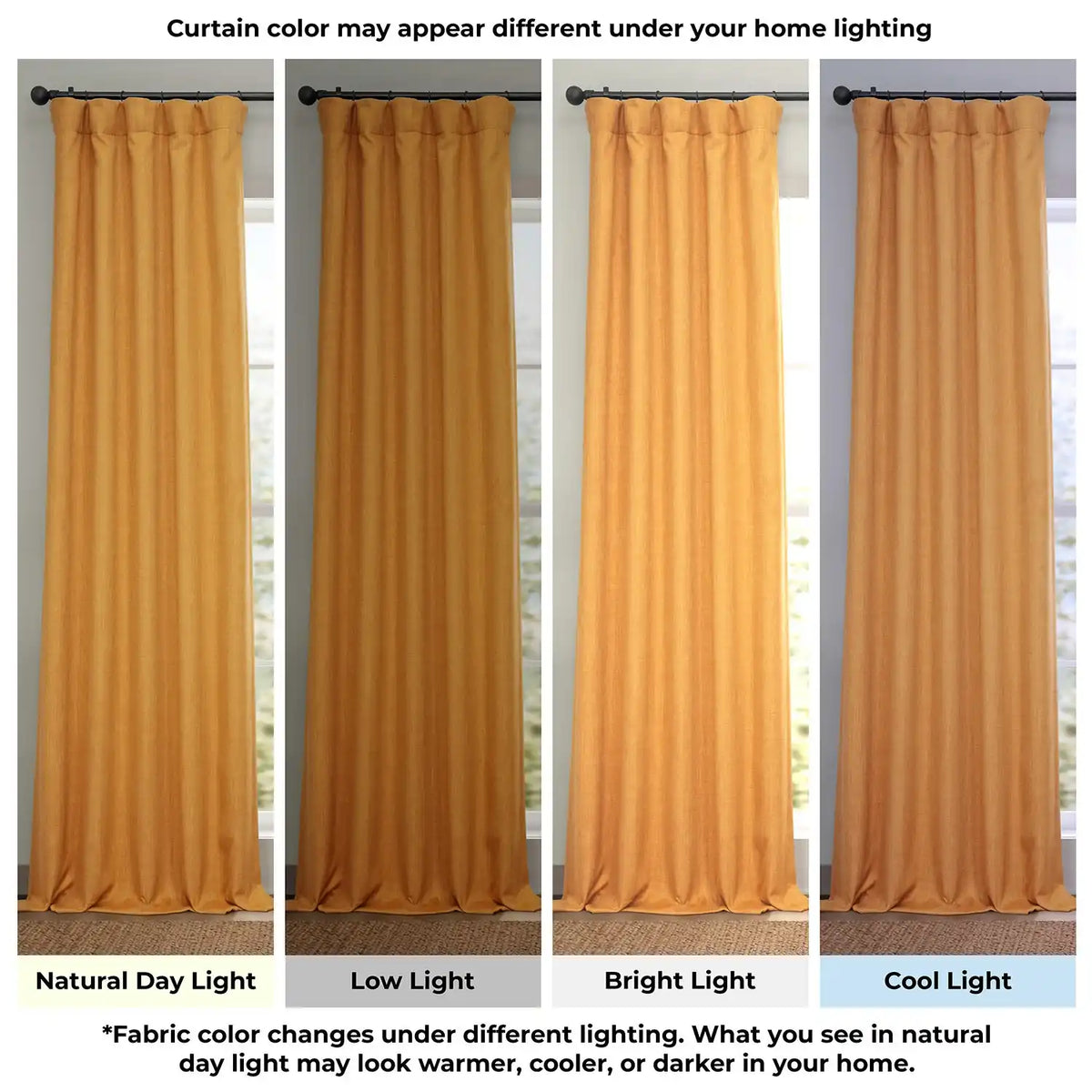 Dandelion Gold Extra Wide Textured Faux Linen Room Darkening Curtain
