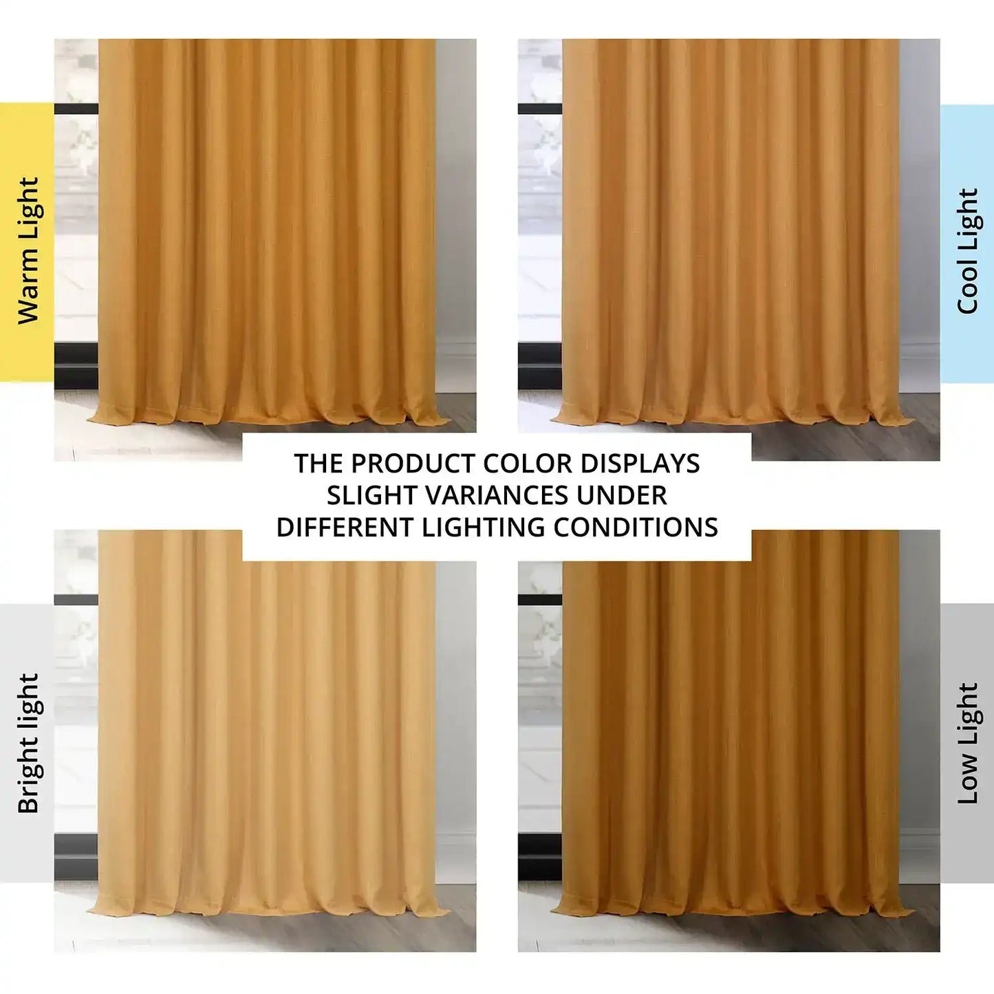 Dandelion Gold Extra Wide Textured Faux Linen Room Darkening Curtain