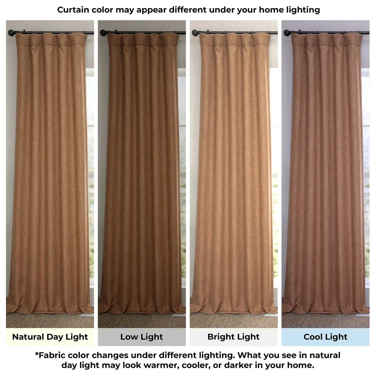 Butterscotch Textured Faux Linen Room Darkening Curtain