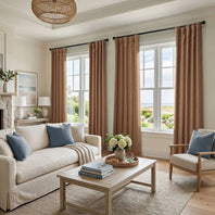 Butterscotch Textured Faux Linen Room Darkening Curtain