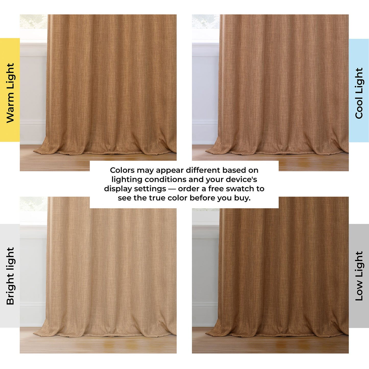 Butterscotch Textured Faux Linen Room Darkening Curtain