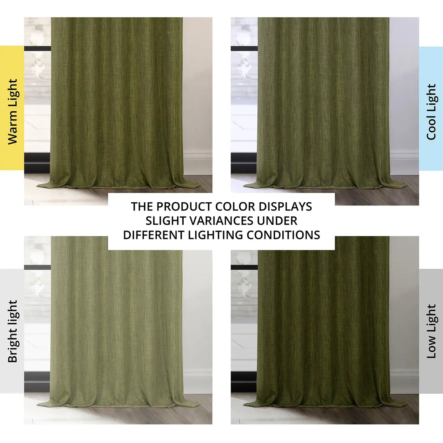Tuscany Green Textured Faux Linen Room Darkening Curtain