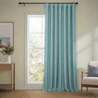 Sea Thistle Extra Wide Textured Faux Linen Room Darkening Curtain