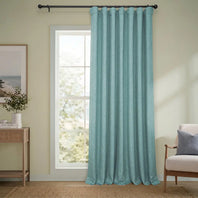 Sea Thistle Extra Wide Textured Faux Linen Room Darkening Curtain