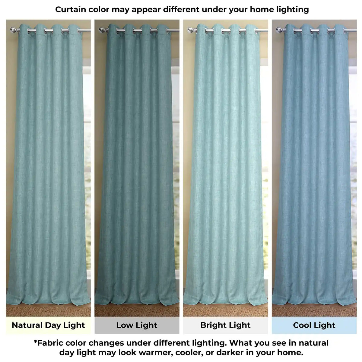 Sea Thistle Grommet Textured Faux Linen Room Darkening Curtain