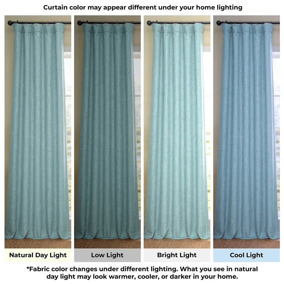 Sea Thistle Textured Faux Linen Room Darkening Curtain
