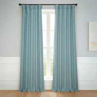 Sea Thistle Textured Faux Linen Room Darkening Curtain