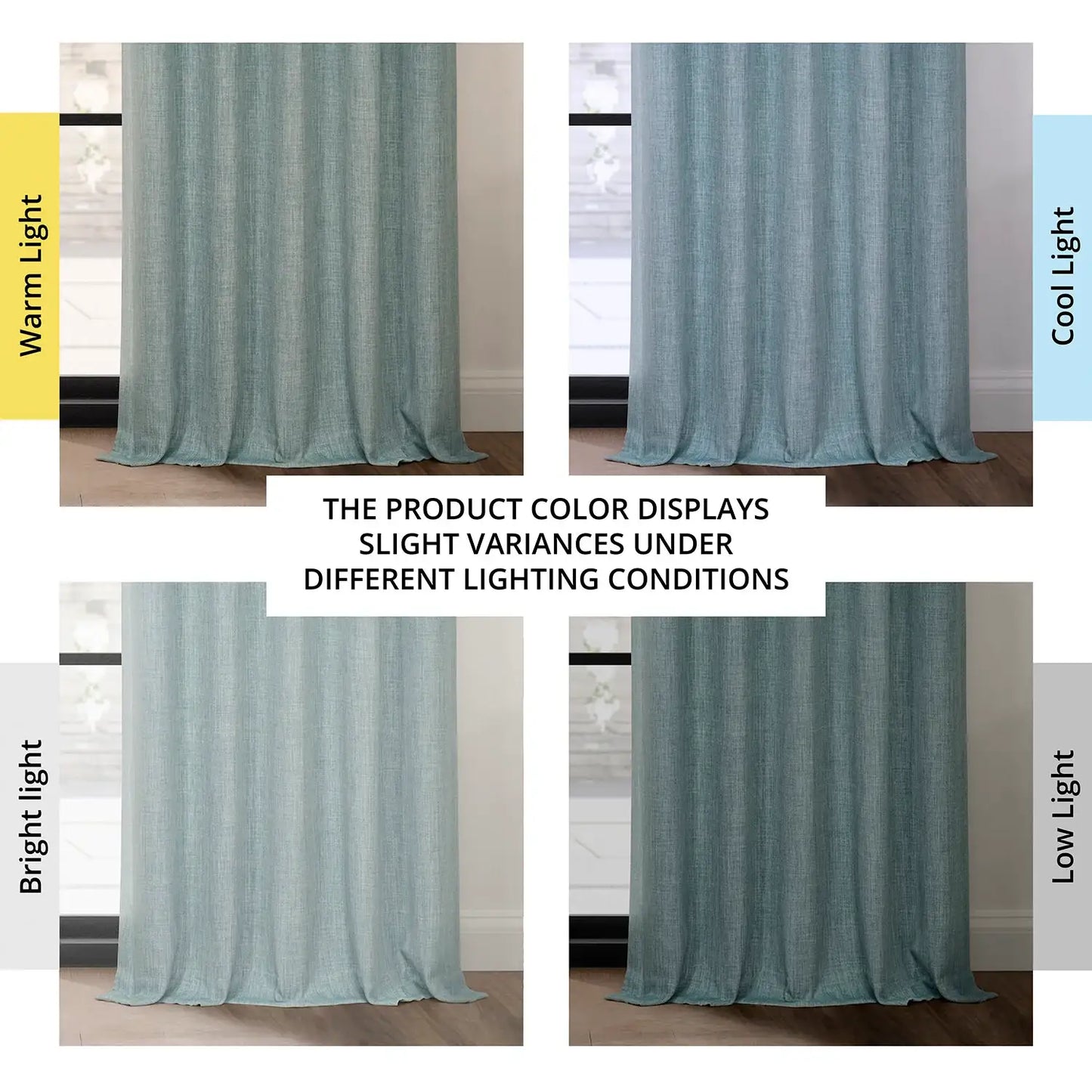 Sea Thistle Textured Faux Linen Room Darkening Curtain