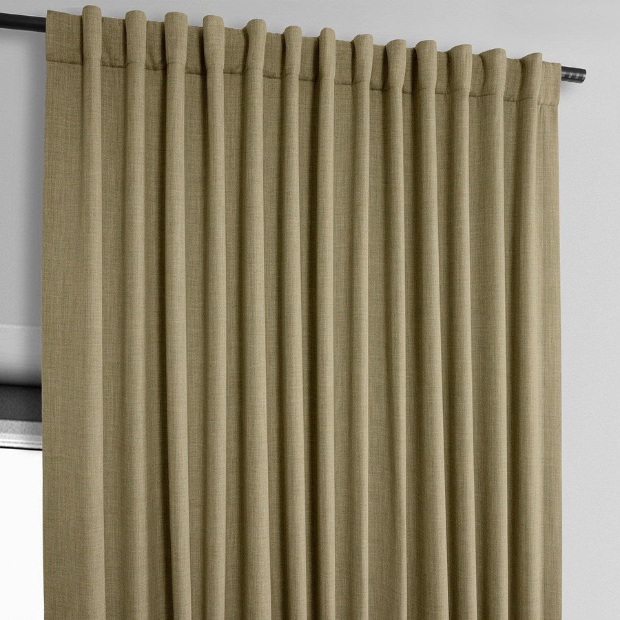 Nomad Tan Extra Wide Textured Faux Linen Room Darkening Curtain - HalfPriceDrapes.com