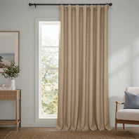 Nomad Tan Extra Wide Textured Faux Linen Room Darkening Curtain