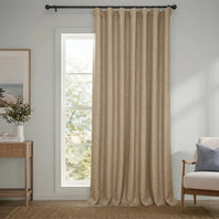 Nomad Tan Extra Wide Textured Faux Linen Room Darkening Curtain