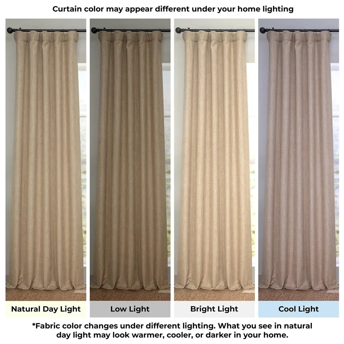 Nomad Tan Textured Faux Linen Room Darkening Curtain