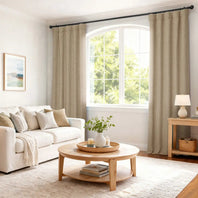 Nomad Tan Textured Faux Linen Room Darkening Curtain