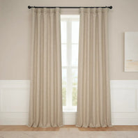 Nomad Tan Textured Faux Linen Room Darkening Curtain