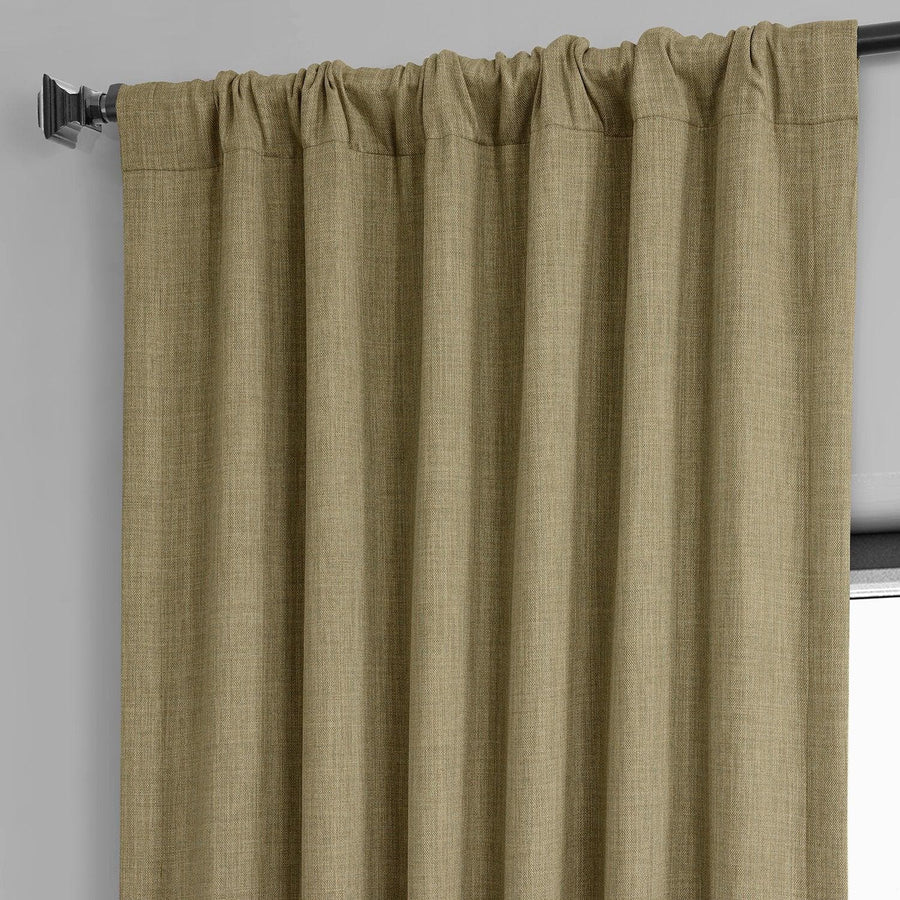 Nomad Tan Textured Faux Linen Room Darkening Curtain - HalfPriceDrapes.com