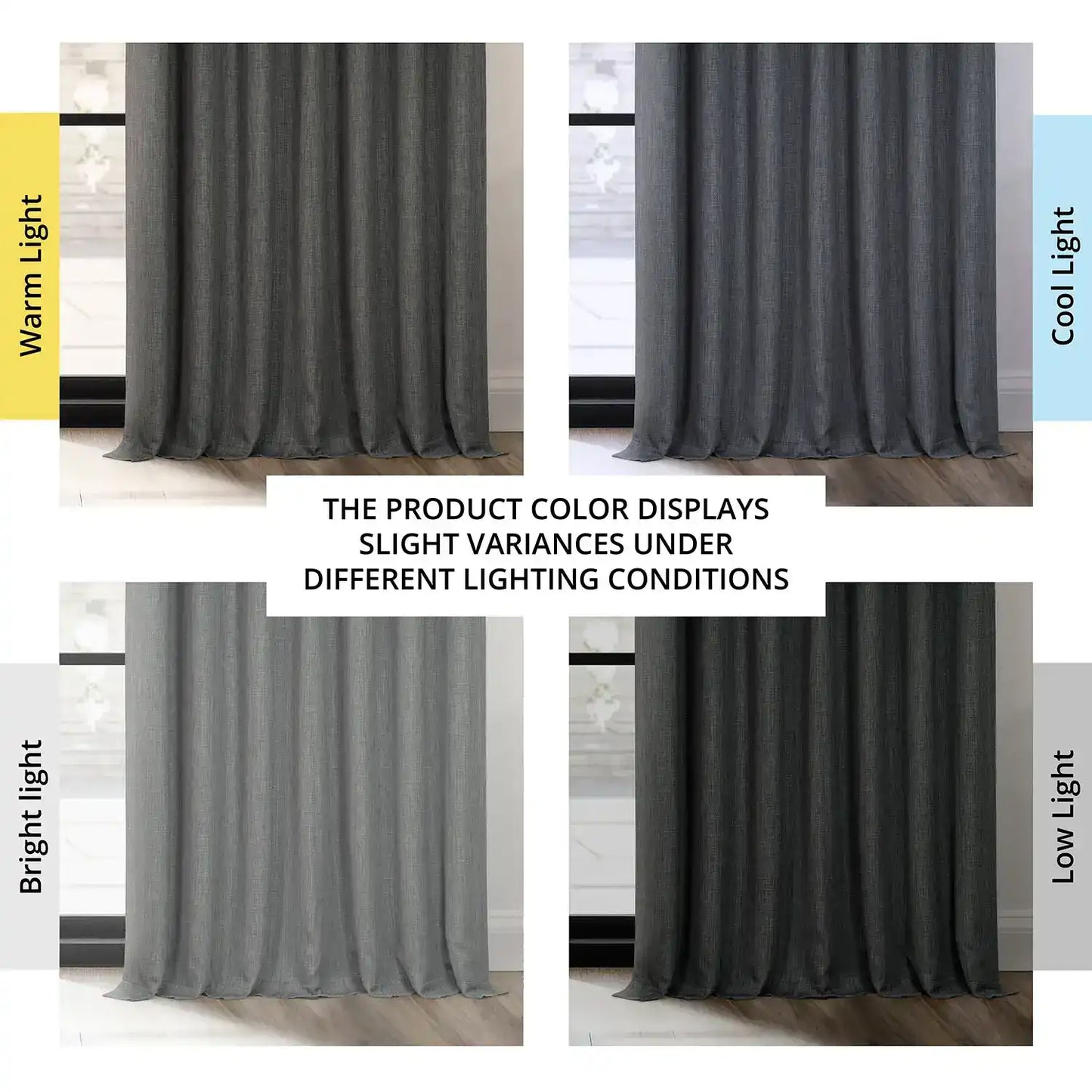 Dark Gravel Extra Wide Textured Faux Linen Room Darkening Curtain